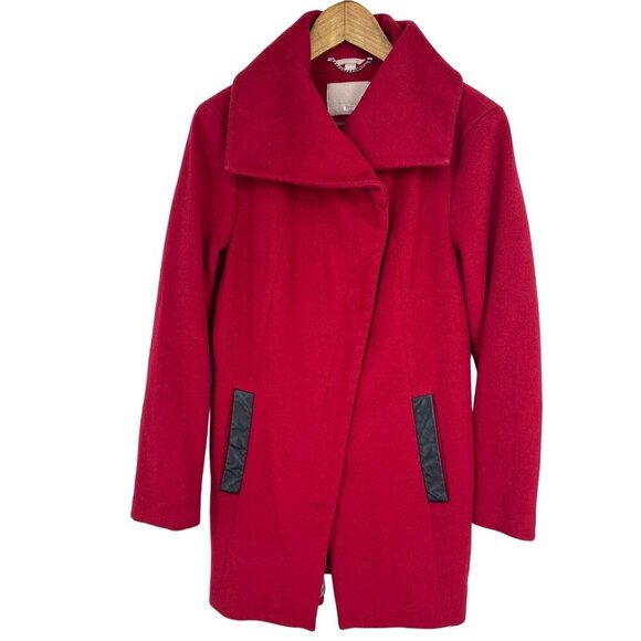 Soia & Kyo - Jenna Slim-Fit Wool Coat in Crimson Size L - Picture 1 of 13